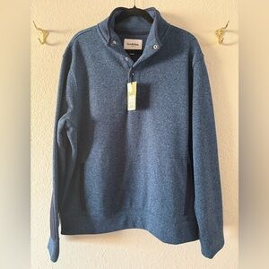 NWT Goodfellow Blue Black Heathered Pullover Mock Neck Sweater Fleece Men’s XL